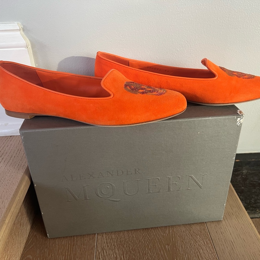 Alexander McQueen Orange Embroidered Flats, Sz.39 - Picture 11 of 12